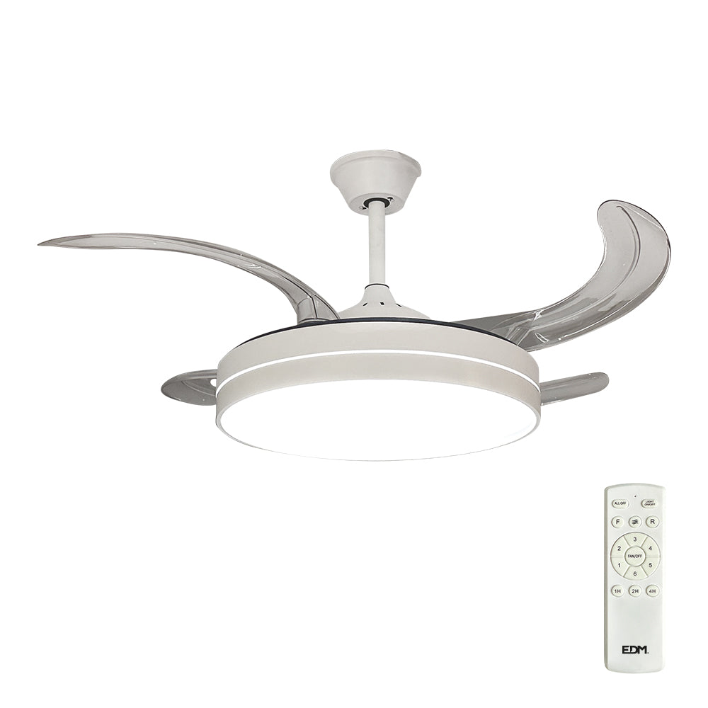 VENTILADOR DE TECHO LED, MODELO ROSS, ASPAS RETRÁCTILES, BLANCO MATE, Ø107 cm