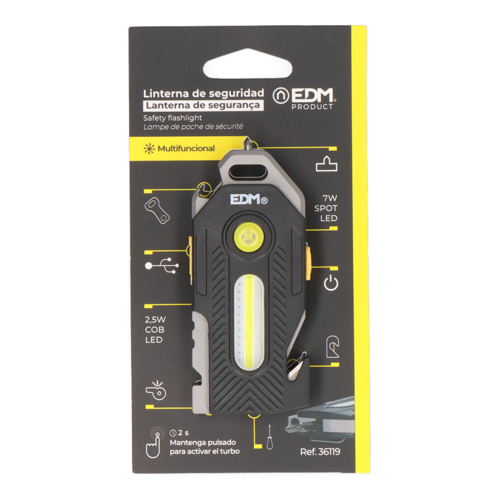 LINTERNA DE SEGURIDAD 6 EN 1 7W + 2,5W 400Lm 2 LEDS 300mAh