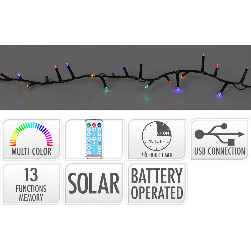 GUIRNALDA LED SOLAR 480 LEDS PARPADEANTE EXTERIOR 20 mts.