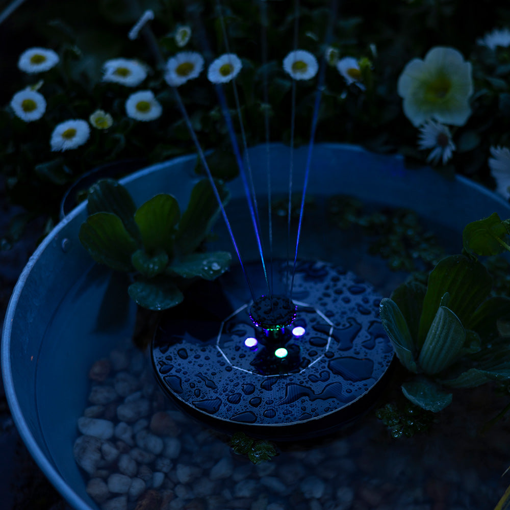 FUENTE DE JARDIN LUZ BLANCA Y COLOR SOLAR