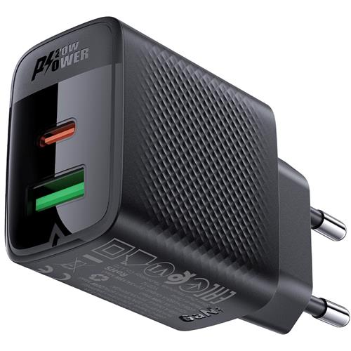 4198 Cargador USB y USB-C Acefast A78 PD20W GaN Negro