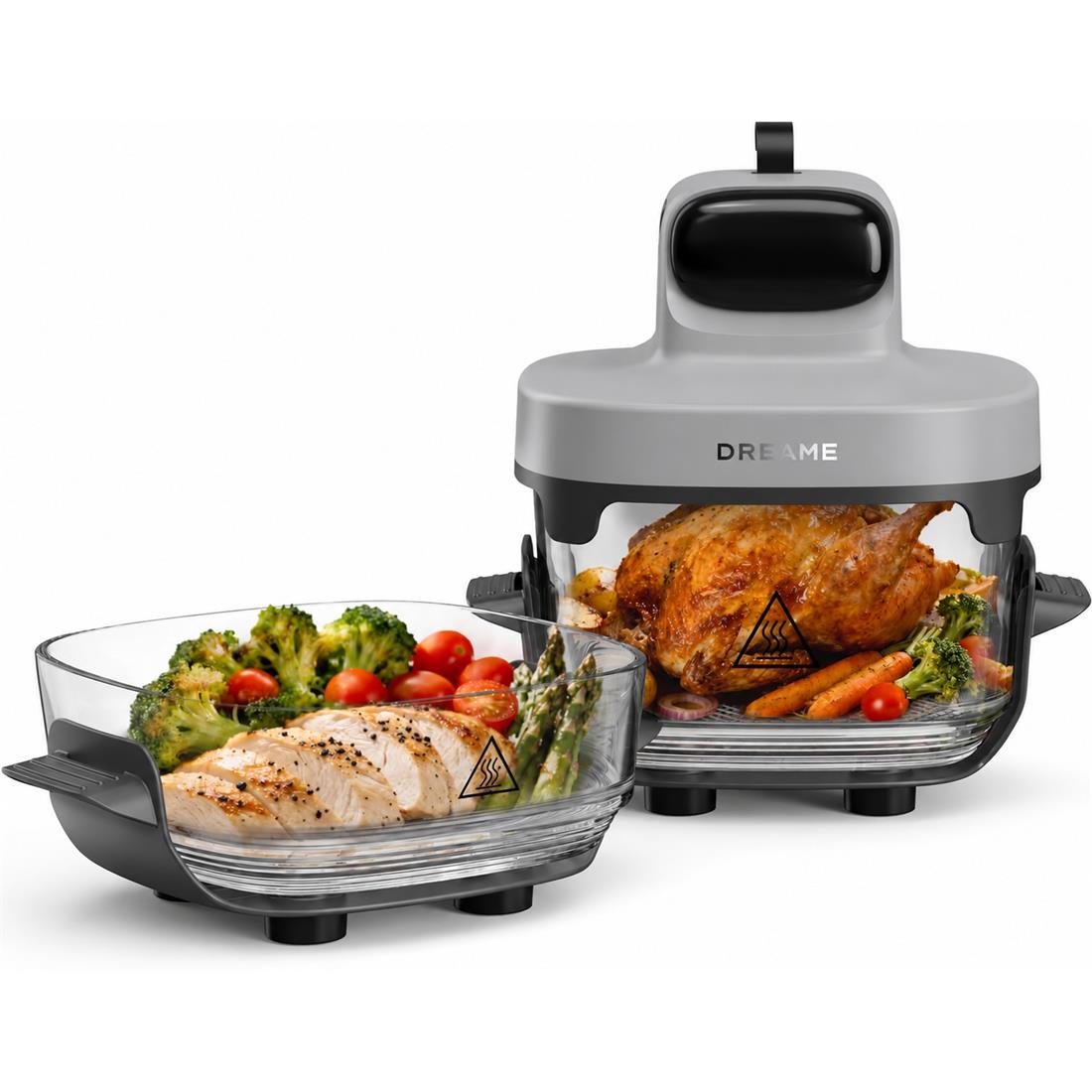 Dreame Tasti Freidora de Aire de Vidrio con 2.5L y 4.5 L 1500 W Gris