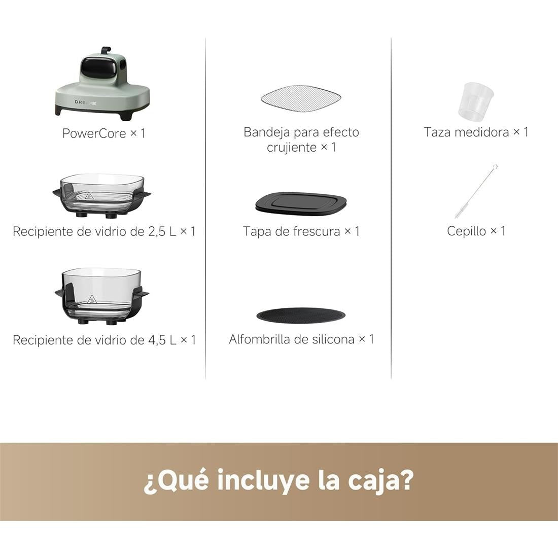 Dreame Tasti Freidora de Aire de Vidrio con 2.5L y 4.5 L 1500 W Gris