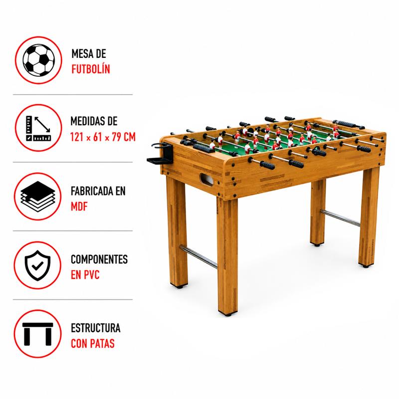 MESA DE FUTBOLIN DE MADERA ATHANSPORT 121X61X79 CM