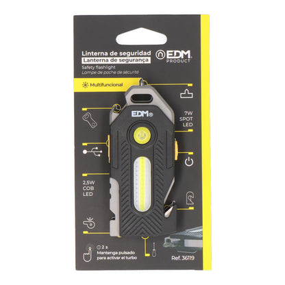 LINTERNA DE SEGURIDAD 6 EN 1 7W + 2,5W 400Lm 2 LEDS 300mAh
