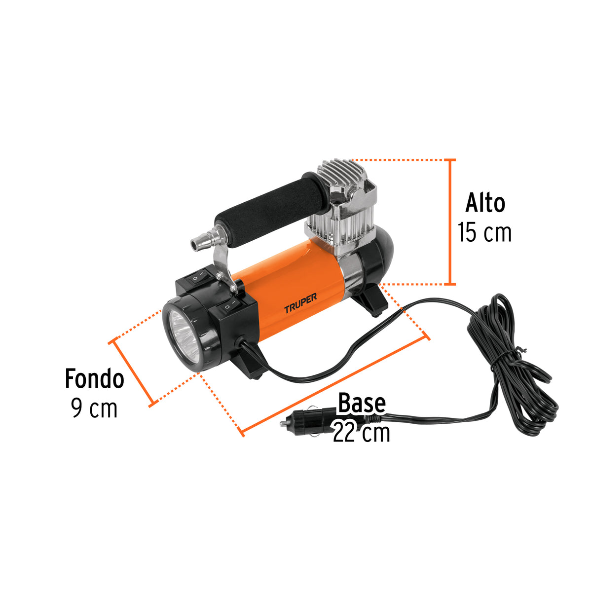 905 INFLADOR  PARA AUTO PORTATIL  12V+LINTERNA