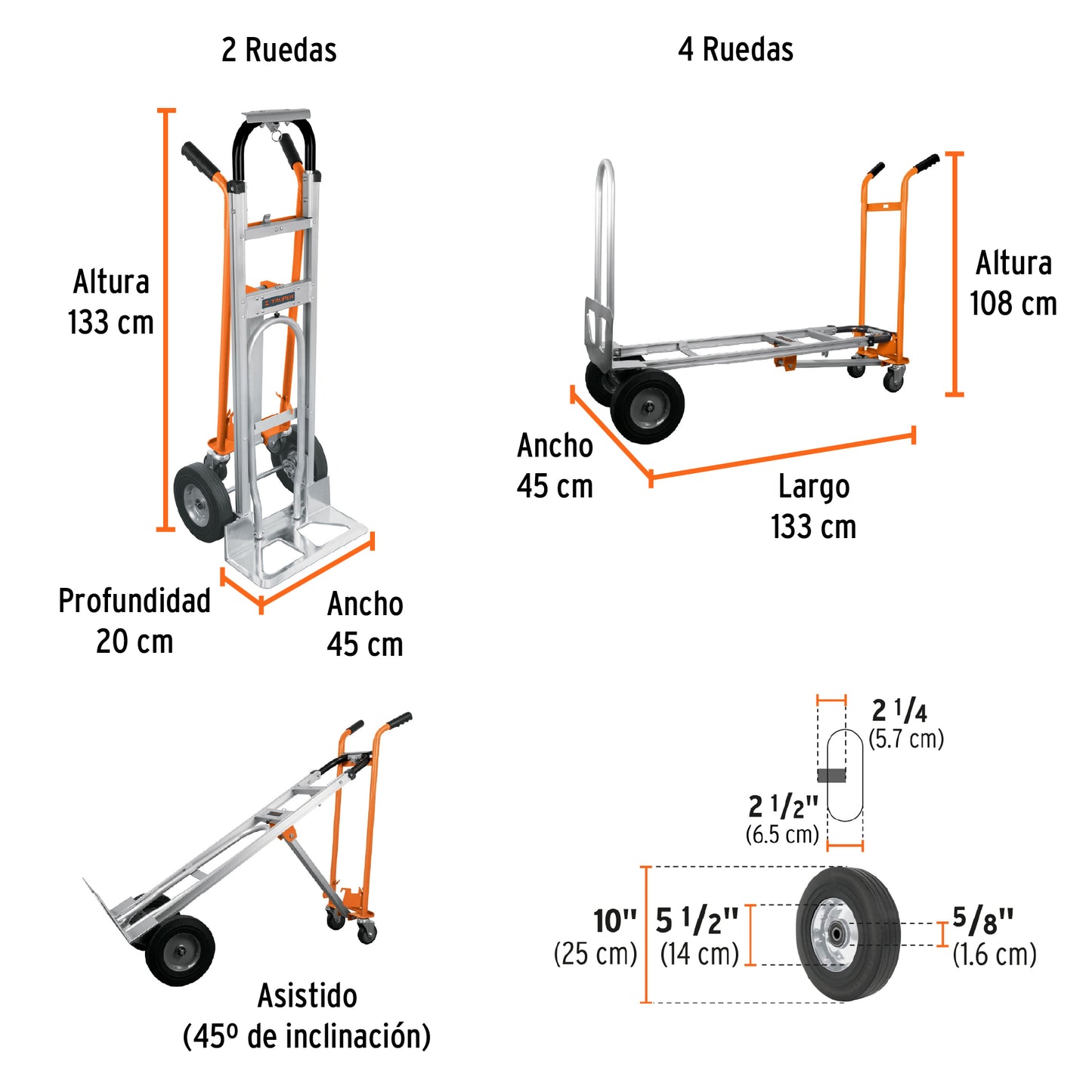 Carretilla convertible de aluminio 3 en 1, Truper