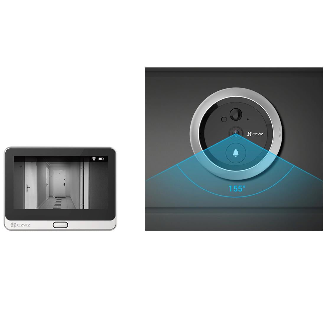 Ezviz DP2C Mirilla Inteligente Pantalla 4,3" Wifi y Detector de Presencia Plateada