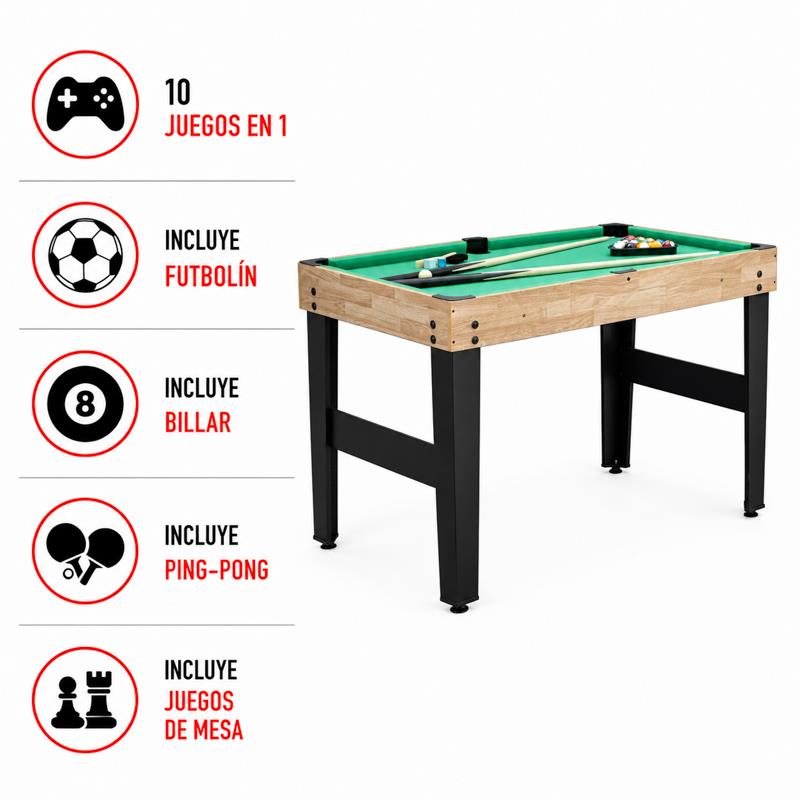 MESA DE JUEGOS 10 EN 1 ATHANSPORT 122X61X81 CM