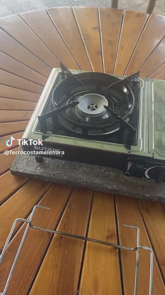 Grill de mesa con piedra cuadrada - 19x19 cm