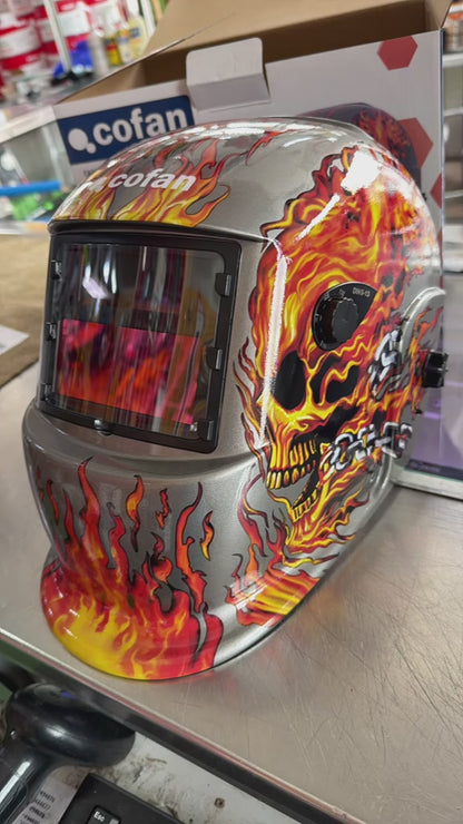 Casco de soldadura automático Fire Skull – Protección profesional DIN 9-13