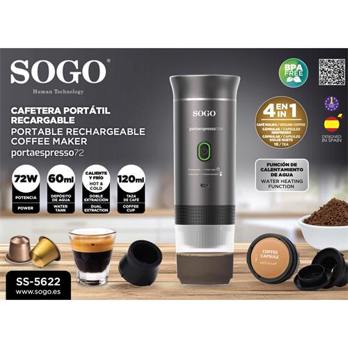 Cafetera Portátil Recargable para cápsulas y café molido 20 Bar